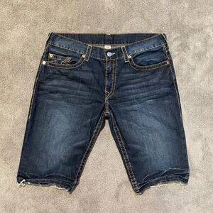 True Religion Cut Off Jean Shorts Mens 38 Denim Thick Stitch
